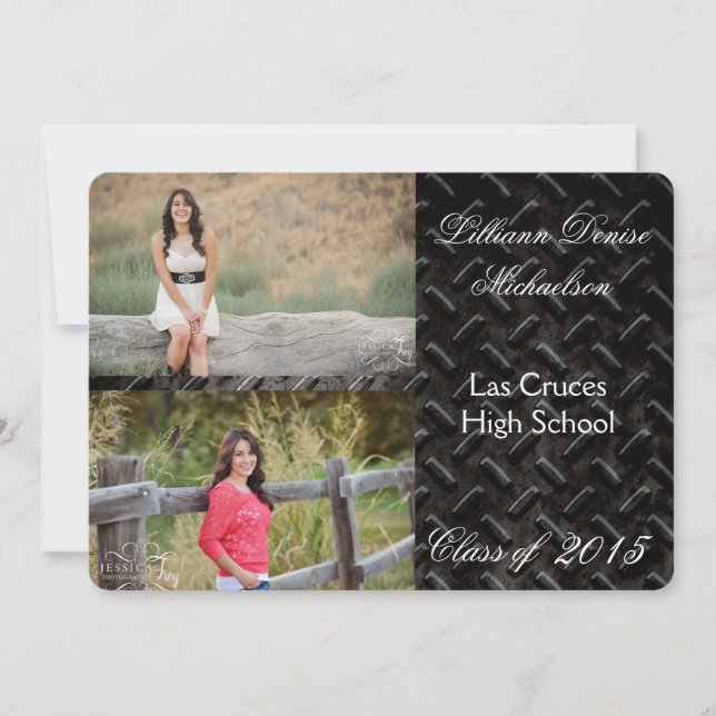 5x7 Black Steel Metal Aluminium Senior Announcemen Announcement (Front)