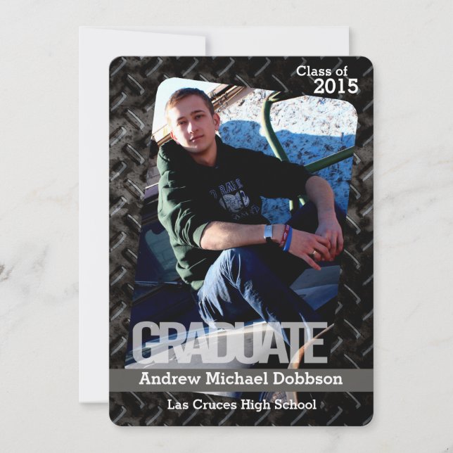 5x7 Black Steel Metal Aluminium Senior Announcemen Announcement (Front)