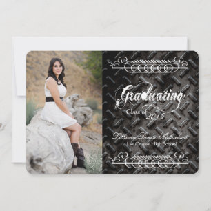 5x7 Black Steel Metal Aluminium Senior Announcemen Announcement