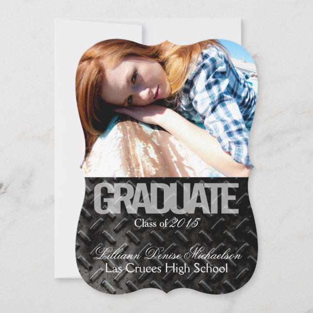 5x7 Black Steel Metal Aluminium Senior Announcemen Announcement (Front)