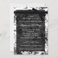 5x7 Black Whit Toile Fabric Baby Shower Invitation