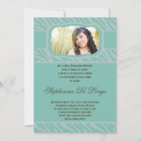 5x7 Blu Zebra Print Quinceanera Invitation