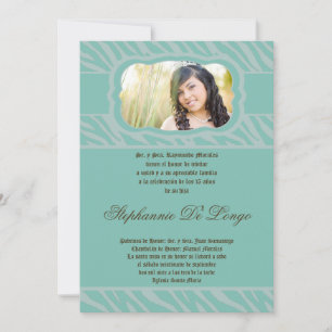 5x7 Blu Zebra Print Quinceanera Invitation