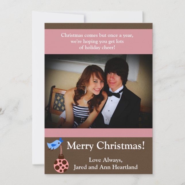 5x7 Blue Bird / Christmas Ornaments Invitation (Front)