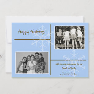 5x7 Blue & Brown Snowflake PHOTO Christmas Card