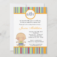 5x7 Blue Caucasian Baby Boy Baby Shower Invitation