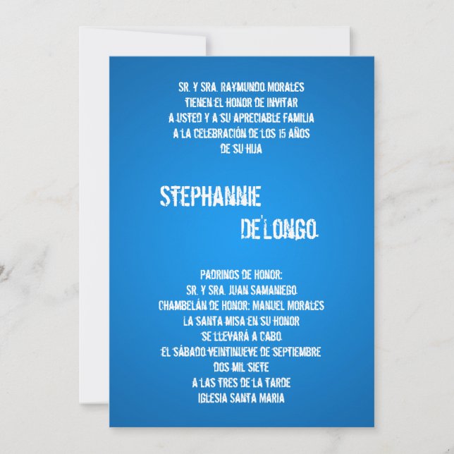 5x7 Blue DJ Spin Turntable Quinceanera Invitation (Front)