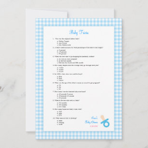 5x7 Blue Gingham Trivia Shower Game
