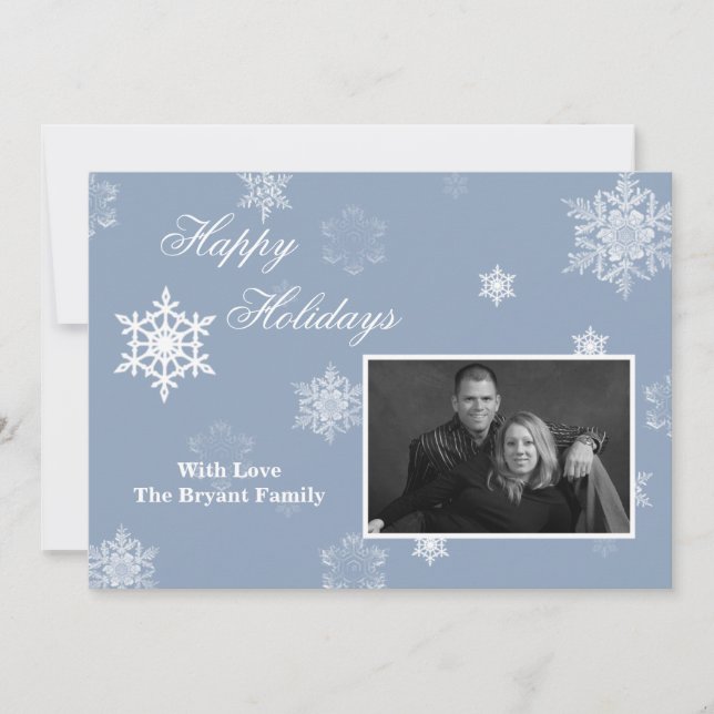 5x7 Blue Snowflake PHOTO Christmas Card (Front)