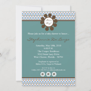 5x7 Blue Sweethear PolkaDot Baby Shower Invitation