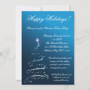 5x7 Blue XMAS Tree Christmas Party Invitation