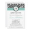 5x7 Blue Zebra 16th Birthday Invitation