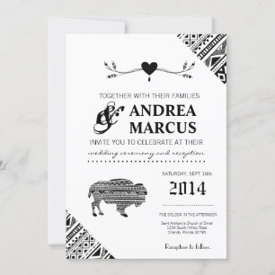 5x7 Boho Buffalo Tribal Pattern Bohemian Arrows Invitation