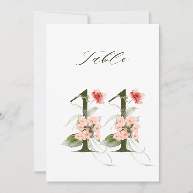 5x7 Botanical Floral Number 11, Table Number (Front)