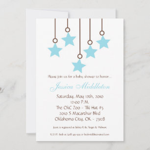 5x7 Boy Boyish Blue Mobile Baby Shower Invitation