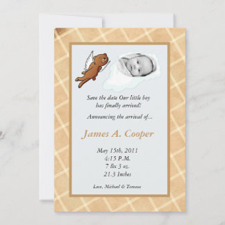 5x7 Boy Cloud PHOTO on Circle Birth Announcement
