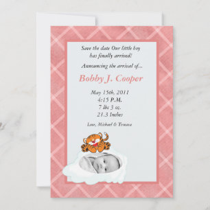 5x7 Boy Cloud PHOTO on Circle Birth Announcement