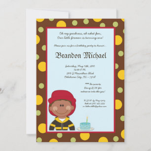 5x7 Boy Firemen Birthday Party Invitation