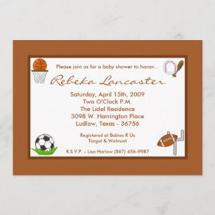 5x7 Boy Sports Football Baby Shower Invitation