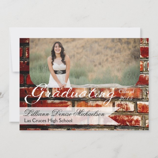 5x7 Brick Wall Grunge Building Senior Announcement (Front)