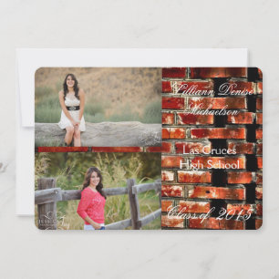 5x7 Brick Wall Grunge Building Senior Announcement
