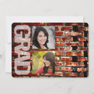 5x7 Brick Wall Grunge Building Senior Announcement