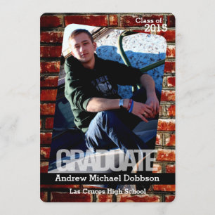 5x7 Brick Wall Grunge Building Senior Announcement