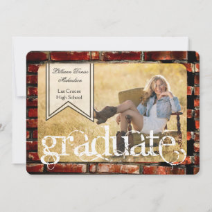 5x7 Brick Wall Grunge Building Senior Announcement