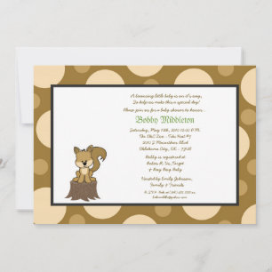 5x7 Brown & Brown Squirell  Baby Shower Invitation