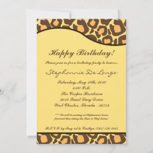 5x7 Brown Leopard Print Birthday Party Invitation