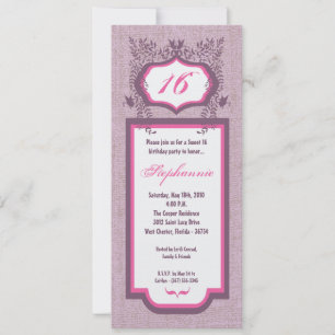 5x7 Butterfly Floral Sweet 16 Birthday Invitation