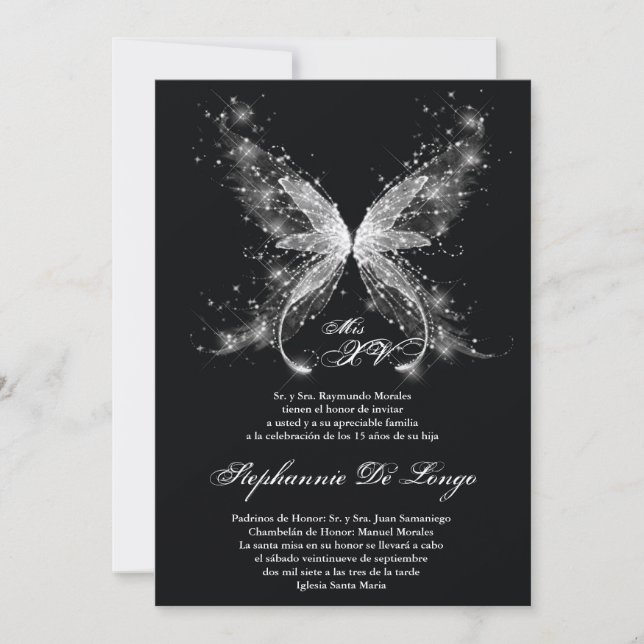 5x7 Butterfly Quinceanera Birthday Invitation (Front)