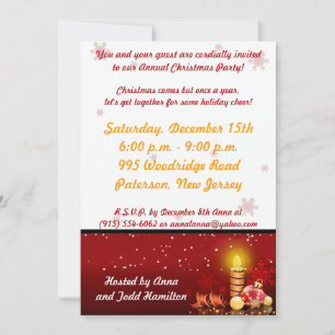 5x7 Candle Night Christmas Party Invitation