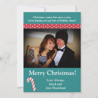 5x7 Candy Cane Stripes on Teal Invitation