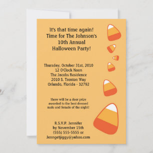 5x7 Candy Corn Halloween Costume Party Invitation