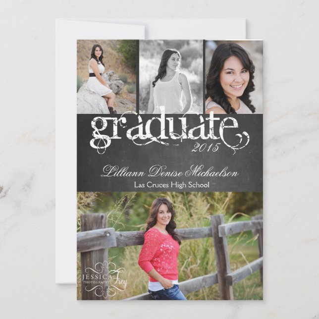 5x7 Chalkboard Black Board Senior Announcement (Front)