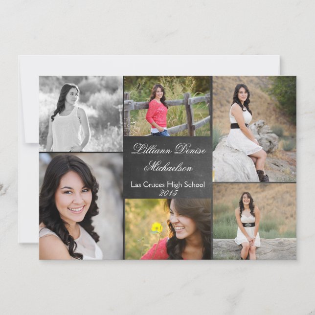 5x7 Chalkboard Black Board Senior Announcement (Front)