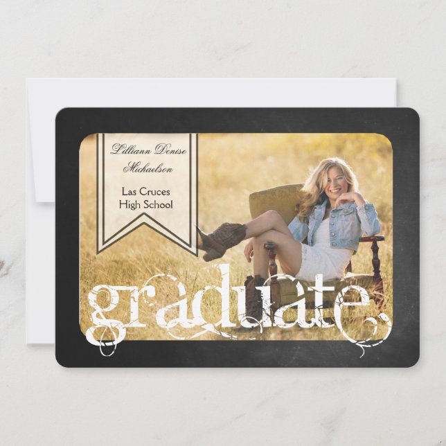 5x7 Chalkboard Black Board Senior Announcement (Front)