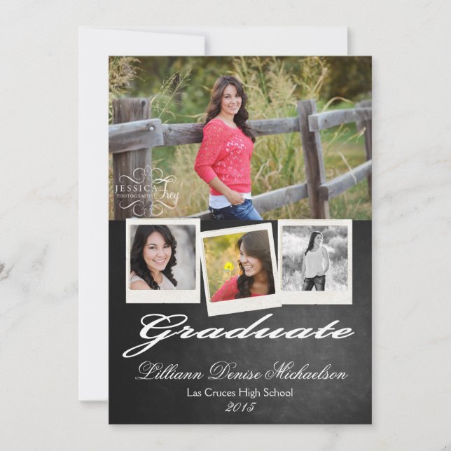 5x7 Chalkboard Black Board Senior Announcement (Front)