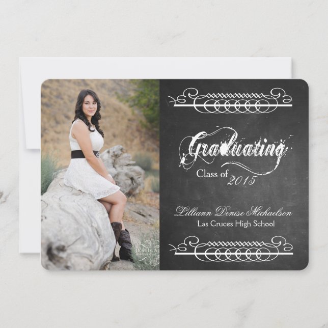 5x7 Chalkboard Black Board Senior Announcement (Front)