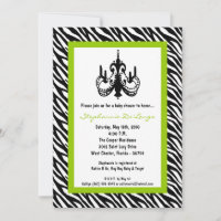 5x7 Chandelier Lime Zebra Baby Shower Invitation