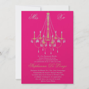 5x7 Chandelier Quinceanera Birthday Invitation