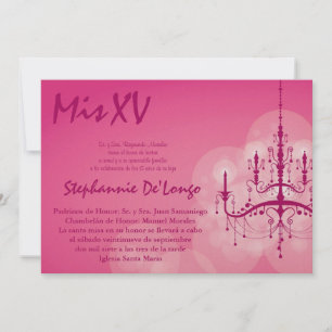 5x7 Chandelier Quinceanera Birthday Invitation