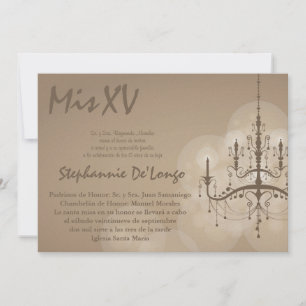 5x7 Chandelier Quinceanera Birthday Invitation