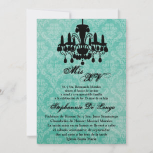 5x7 Chandelier Quinceanera Birthday Invitation