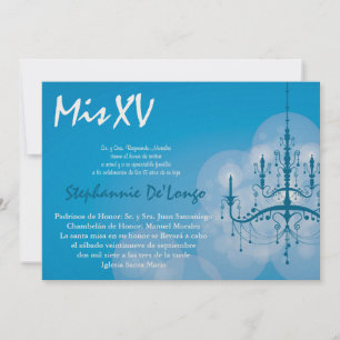 5x7 Chandelier Quinceanera Birthday Invitation