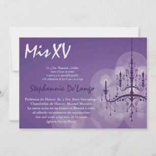 5x7 Chandelier Quinceanera Birthday Invitation