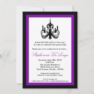 5x7 Chandelier Royal Purple Baby Shower Invitation