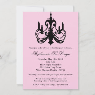 5x7 chandelier sweet 16 Birthday Part Invitation