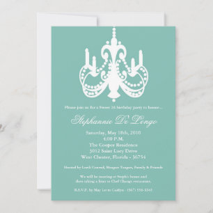 5x7 chandelier sweet 16 Birthday Part Invitation